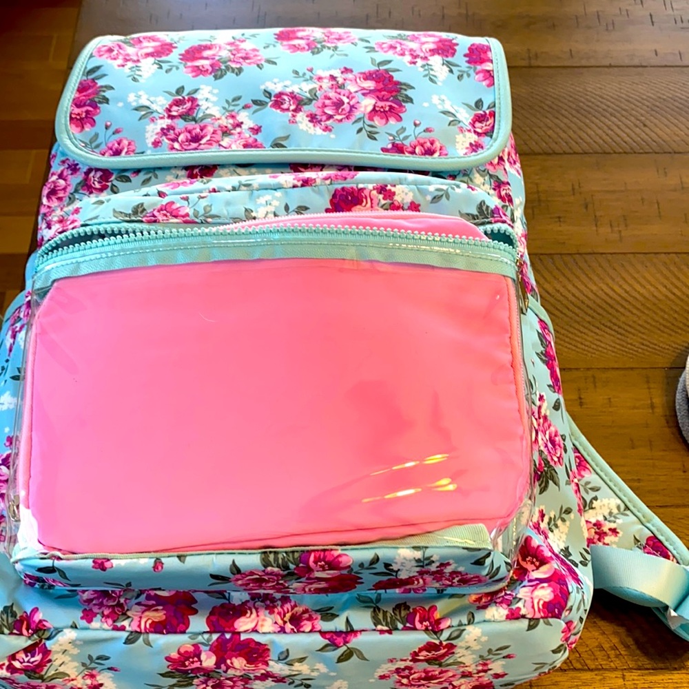 COPY - Cute Blue and pink floral back pack!